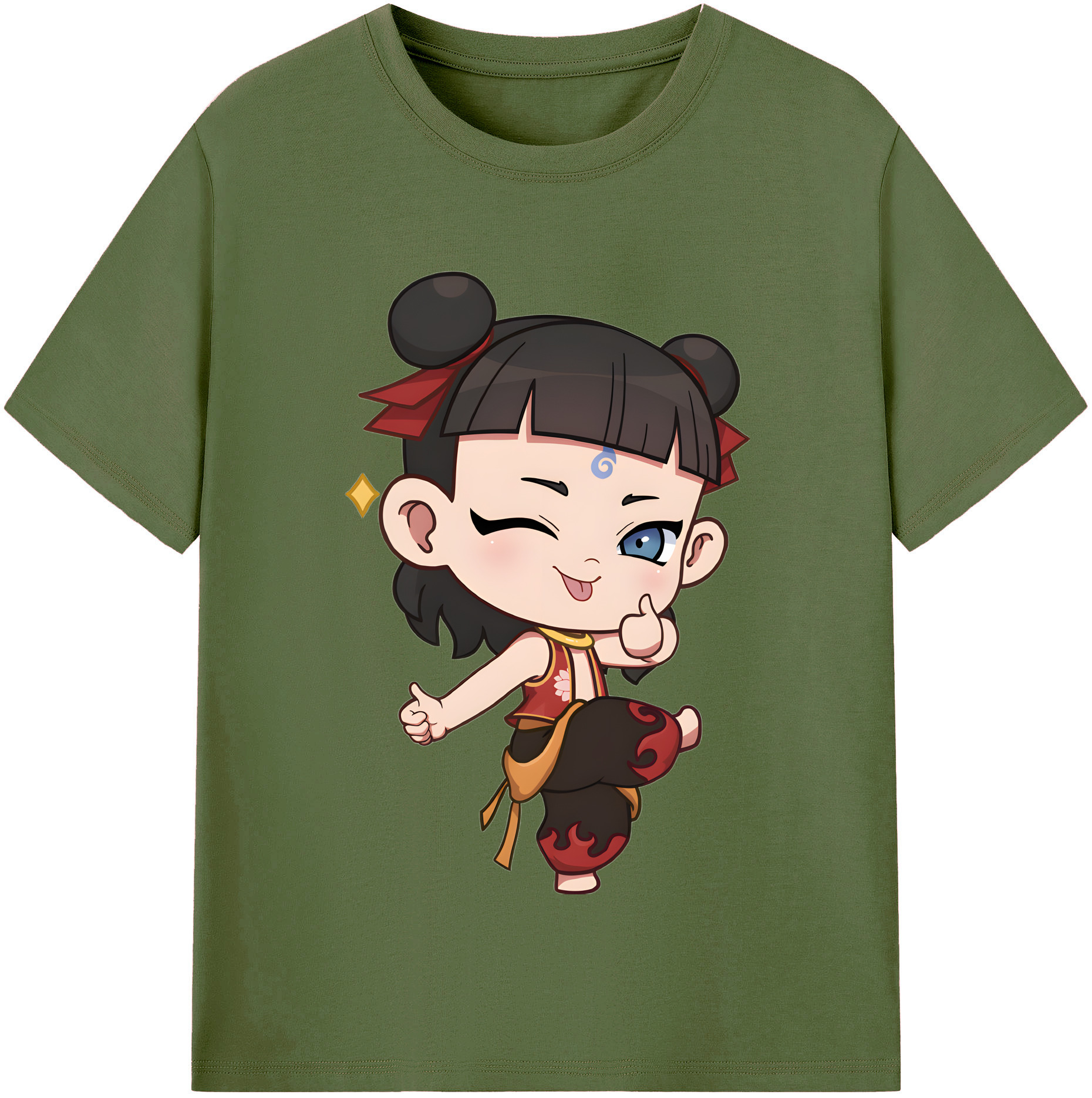 （画像用） Ne Zha 2 ナタ 魔童の大暴れ 綿100％半袖Tシャツ（フロントプリント）